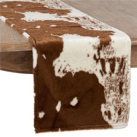 SARO LIFESTYLE SARO 471.BR1654B 16 x 54 in. Lait Collection Faux Fur Runner Rug with Cow Hide Design  Brown 471.BR1654B